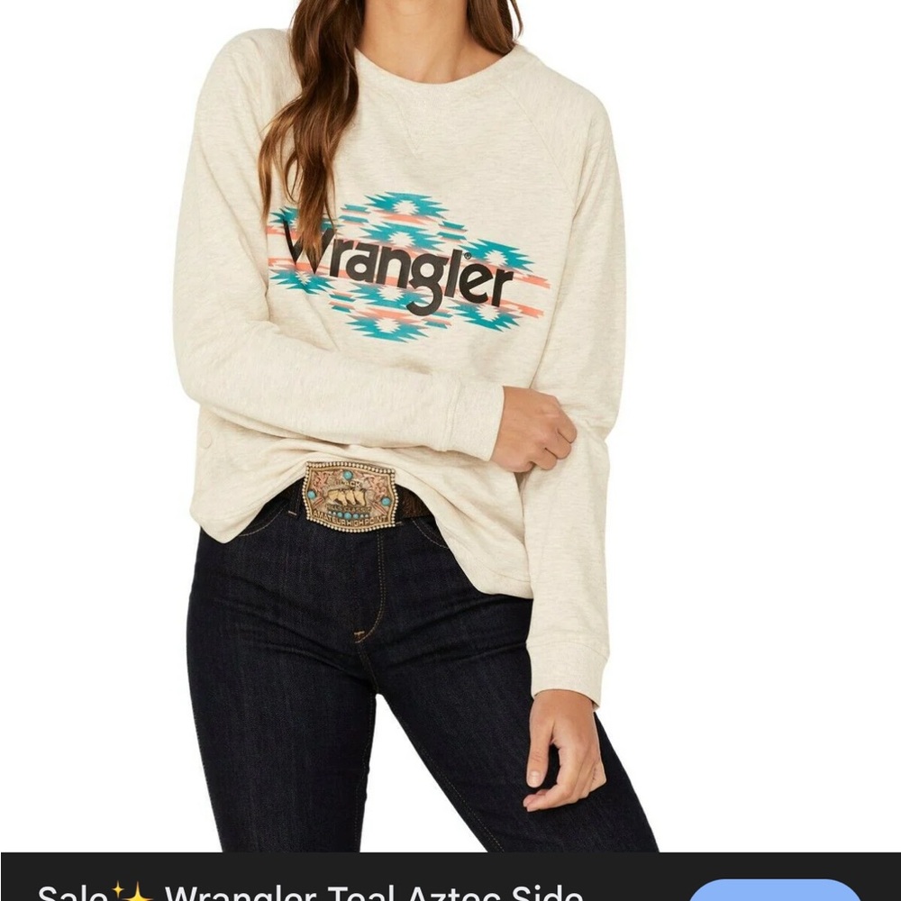 Wrangler Teal Aztec Side Snap Sweatshirt